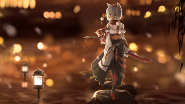 Картинка аниме touhou inubashiri momiji девушка арт огни kamiya suzume