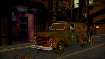 Картинка 3д+графика люди+ people улица автомобиль фон взгляд девушка