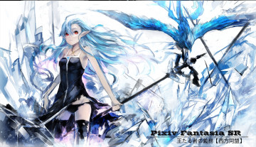 Картинка аниме pixiv+fantasia птица кристаллы лёд посох арт saberiii pixiv fantasia эльф девушка