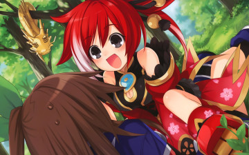 Картинка аниме hyperdimension+neptunia дракон девушка платье лес