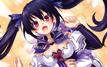Картинка аниме hyperdimension+neptunia волосы девушка бант платье удивление испуг захват