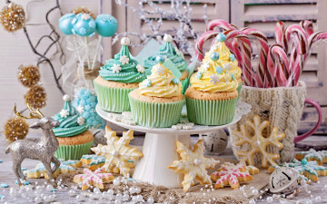 Картинка праздничные угощения конфеты кексы сладости новый год выпечка печенье рождество decoration christmas merry