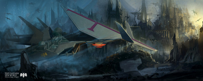 Обои картинки фото аниме, pixiv fantasia, арт, ino, satsu, pixiv, fantasia, фантастика, корабль