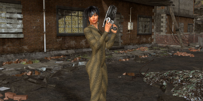 Обои картинки фото 3д графика, фантазия , fantasy, оружие, фон, взгляд, девушка