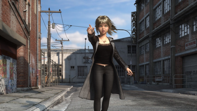 Обои картинки фото 3д графика, эльфы , elves, улица, взгляд, фон, эльфийка