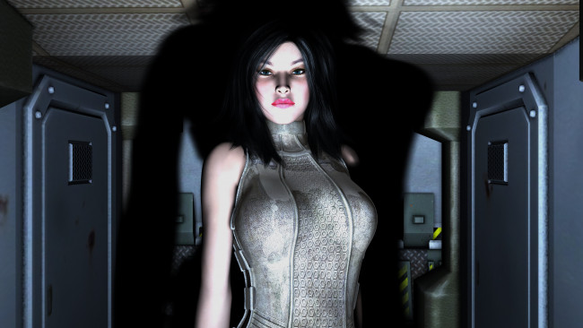 Обои картинки фото 3д графика, люди , people, взгляд, фон, девушка