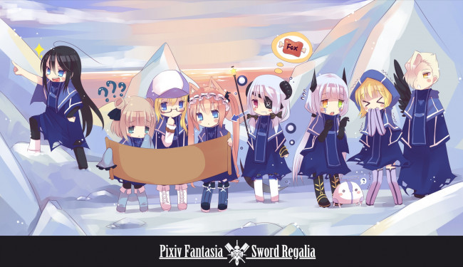 Обои картинки фото аниме, pixiv fantasia, mvv, pixiv, fantasia, арт, чиби