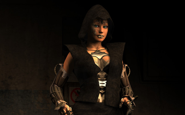 Обои картинки фото 3д графика, амазонки , amazon, девушка, взгляд, фон, когти