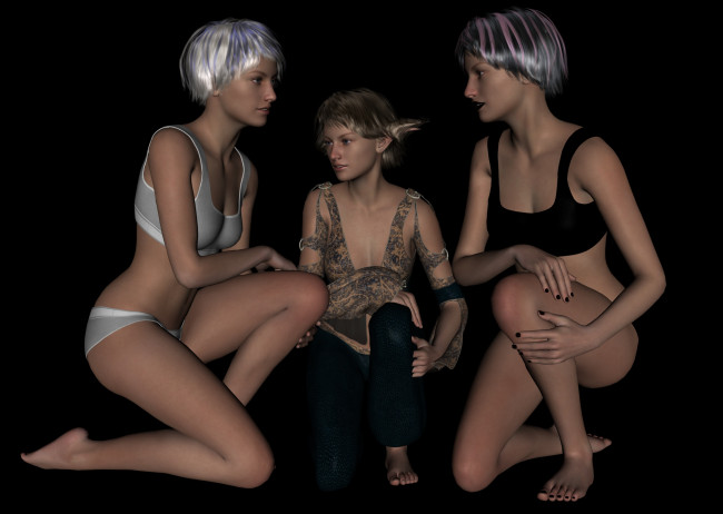 Обои картинки фото 3д графика, люди , people, девушки, взгляд, фон