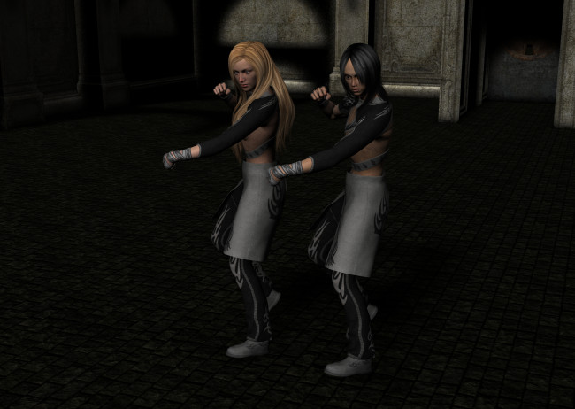 Обои картинки фото 3д графика, люди , people, девушки, взгляд, фон, поза