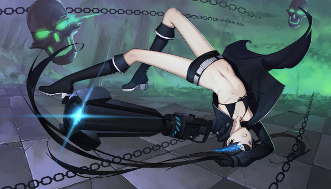 Обои картинки фото аниме, black rock shooter, daye, bie, qia, lian, kuroi, mato, black, rock, shooter