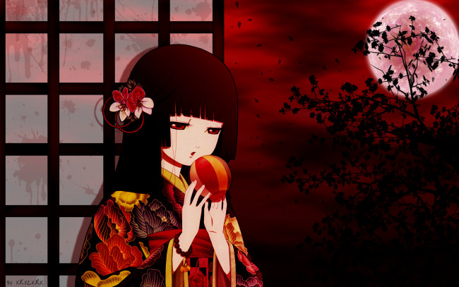 Обои картинки фото аниме, jigoku shoujo, enma, ai, jigoku, shoujo