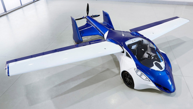Обои картинки фото aeromobil, автомобили, -unsort, самолёт, ангар, car
