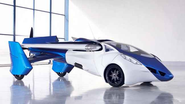 Обои картинки фото aeromobil, автомобили, -unsort, самолёт, ангар, car
