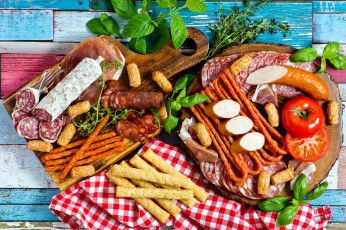 Картинка еда колбасные+изделия мята ветчина ассорти колбаса базилик