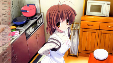 Картинка календари аниме посуда мебель кухня взгляд 2018 девушка лицо