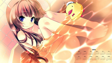 Картинка календари аниме взгляд 2018 девушка игрушка утенок вода