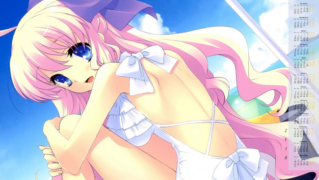 Обои картинки фото календари, аниме, девушка, 2018, взгляд