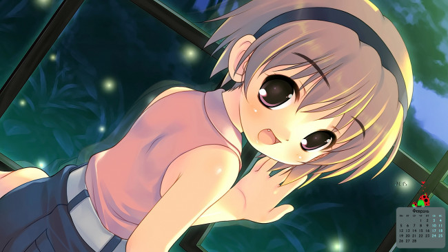 Обои картинки фото календари, аниме, взгляд, девушка, 2018