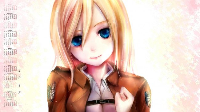 Обои картинки фото календари, аниме, взгляд, лицо, девушка, 2018