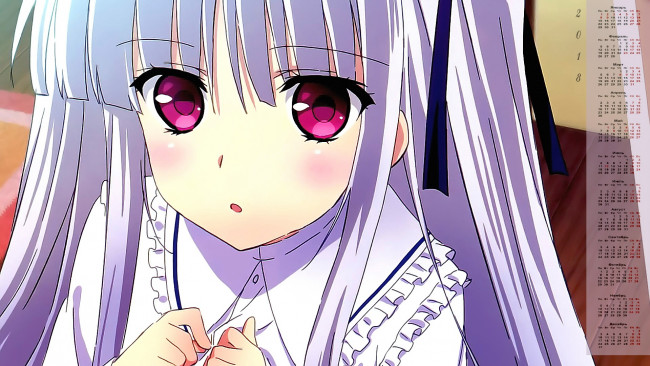 Обои картинки фото календари, аниме, взгляд, лицо, девушка, 2018