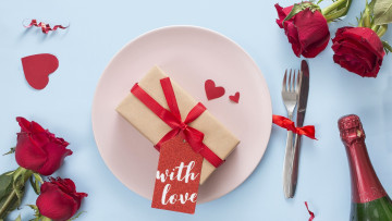 Картинка праздничные день+святого+валентина +сердечки +любовь подарок розы