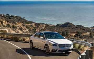 обоя автомобили, lincoln, серпантин, дорога, море, шоссе, горы, линкольн, continental