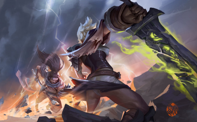 Обои картинки фото видео игры, league of legends, league, of, legends, riven, yasuo