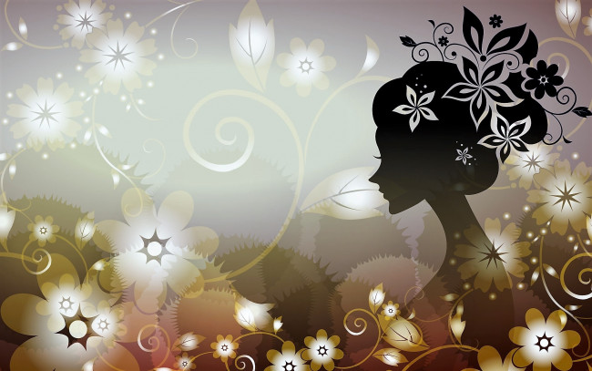 Обои картинки фото векторная графика, девушки , girls, девушка, цветы