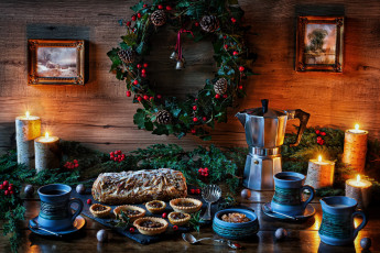 обоя еда, натюрморт, кофейник, кексы, пирог, кофе