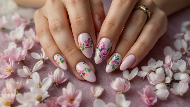 Обои картинки фото разное, руки,  ноги, женские, маникюр, лепестки