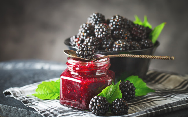 Обои картинки фото еда, ежевика, ягоды, варенье