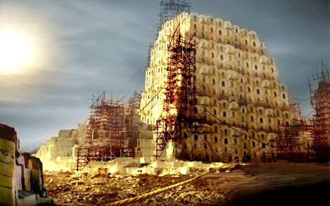 Обои картинки фото видео игры, guild wars, башня, город, стройка