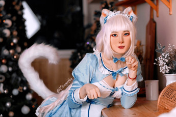 Картинка девушки -+креатив +косплей образ косплей костюм наряд ушки хвост новый год ёлка