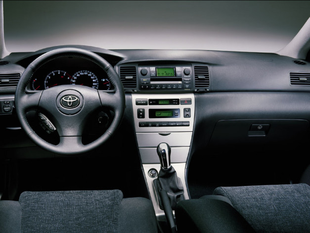 Обои картинки фото toyota, corolla, 2002, автомобили, спидометры, торпедо