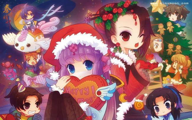 Обои картинки фото аниме, merry, chrismas, winter
