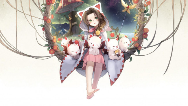 Обои картинки фото final, fantasy, vii, advent, children, видео, игры, aerith, gainsborough, котята