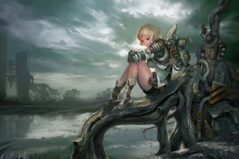 Картинка argo+online видео+игры стимпанк постапокалипсис девушка озеро механизм коряга