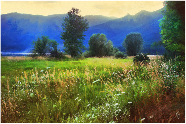 Обои картинки фото рисованные, природа, пейзаж