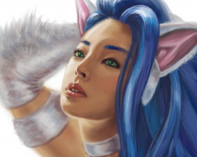 Картинка фэнтези существа лицо мех ушки девушка darkstalker felicia арт