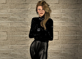 обоя 3д графика, люди , people, девушка, взгляд, фон, латекс