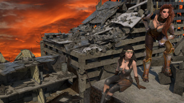 Картинка 3д+графика фантазия+ fantasy девушки взгляд фон