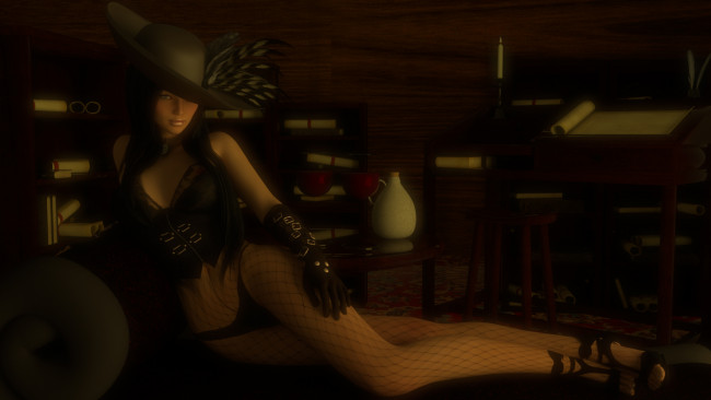 Обои картинки фото 3д графика, люди , people, девушка, взгляд, фон, шляпа