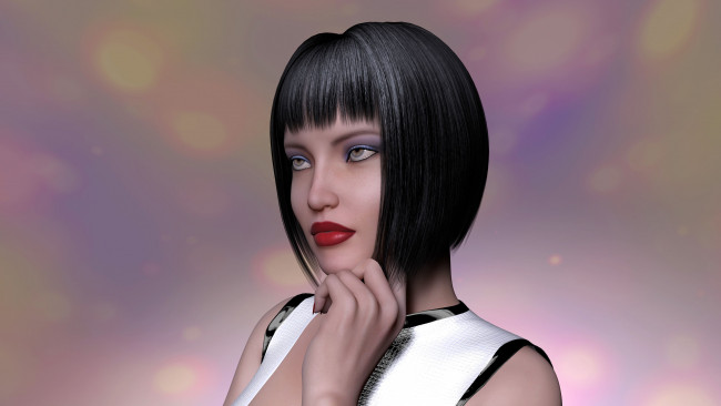 Обои картинки фото 3д графика, люди , people, девушка, взгляд, фон