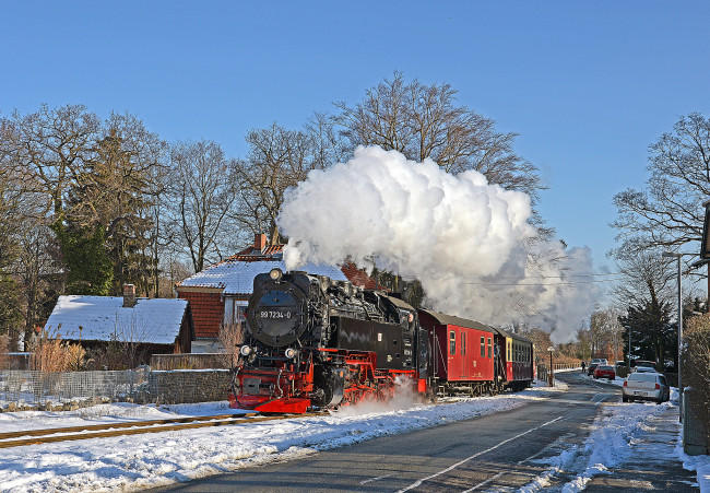 Обои картинки фото техника, паровозы, паровоз, дорога, железная
