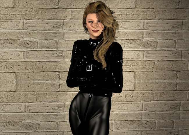 Обои картинки фото 3д графика, люди , people, девушка, взгляд, фон, латекс