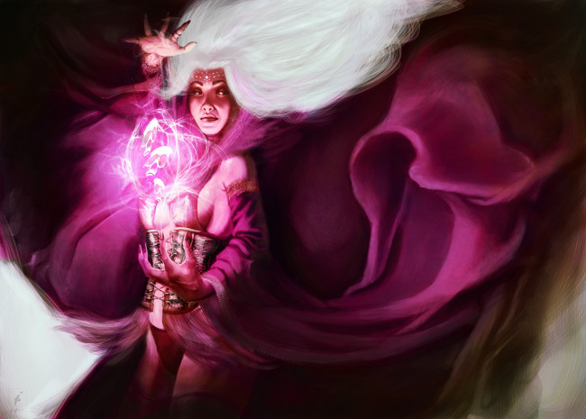 Обои картинки фото фэнтези, маги,  волшебники, девушка, магия, сияние, колдунья