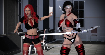 Картинка amazon+arrow 3д+графика фантазия+ fantasy оружие фон взгляд девушки