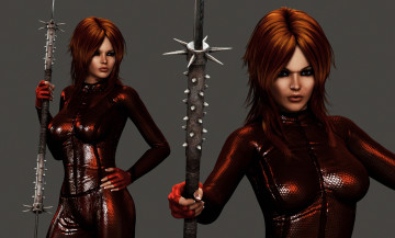 Картинка 3д+графика фантазия+ fantasy взгляд девушка оружие фон