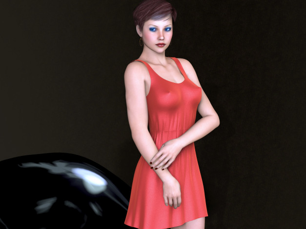 Обои картинки фото 3д графика, люди , people, фон, взгляд, девушка